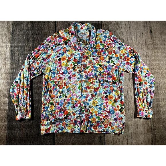 💎 RARE Jams World Flourish Flower Pattern Button Down Pocket Shirt XL - Picture 1 of 10